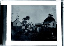 Father Bonaventure Loots and parishioners, Halepuaa, Puna, Hawaii Island.